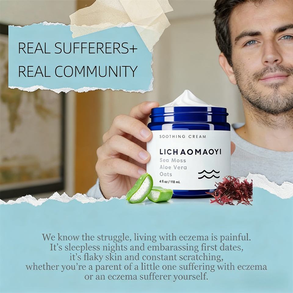 Sea Moss Aloe Vera Oats Soothing Cream All Natural Eczema Relief For Dry Itchy Skin,Paraben Free & Cruelty Free