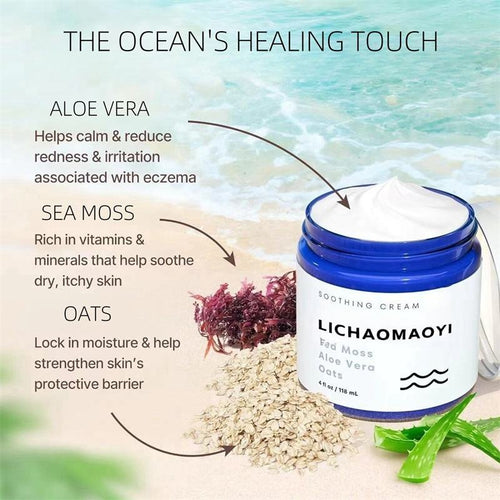 Sea Moss Aloe Vera Oats Soothing Cream All Natural Eczema Relief For Dry Itchy Skin,Paraben Free & Cruelty Free