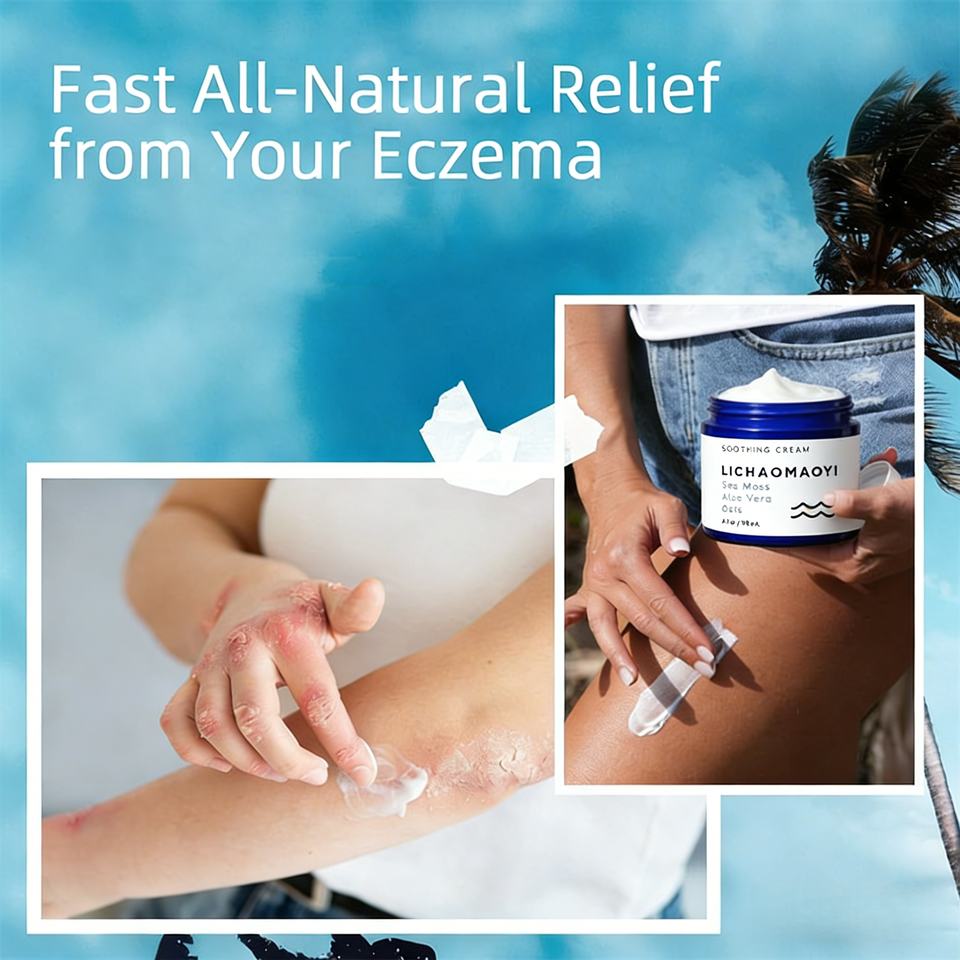 Sea Moss Aloe Vera Oats Soothing Cream All Natural Eczema Relief For Dry Itchy Skin,Paraben Free & Cruelty Free